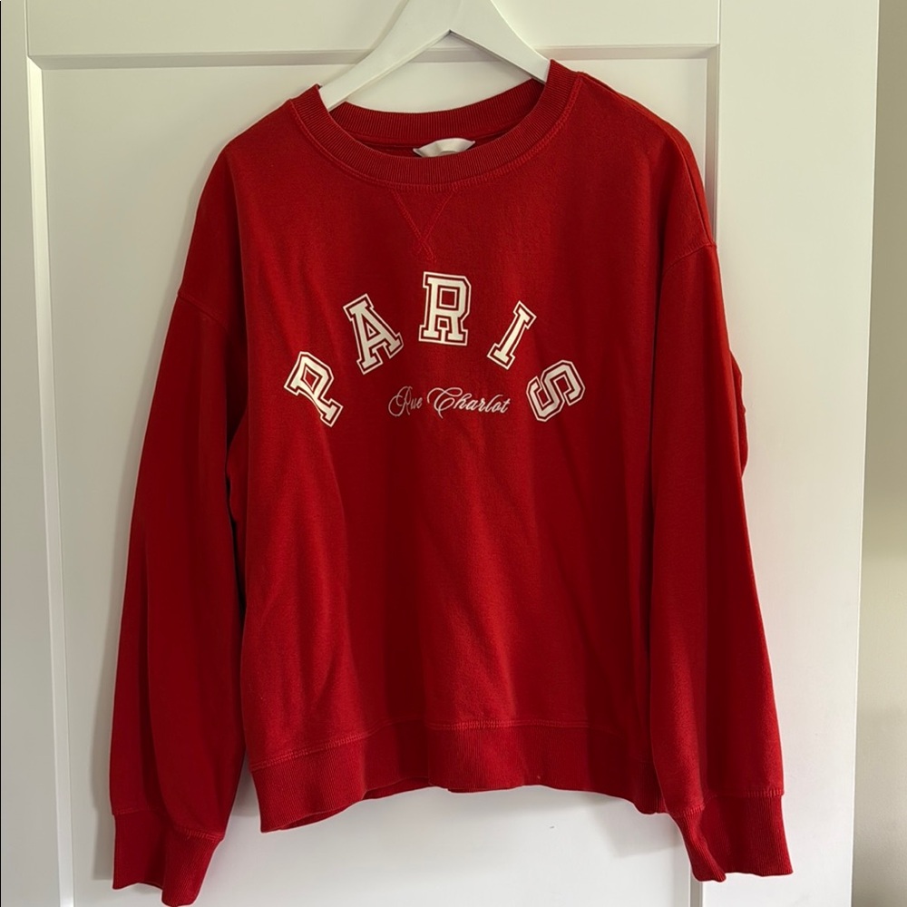 H&M Red Oversized Long Sleeve Sweatshirt